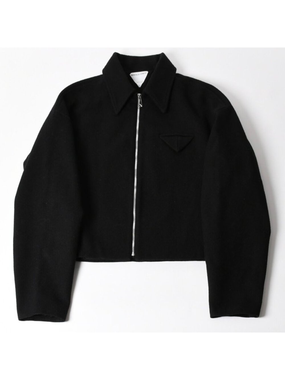 Bottega Veneta Wool Jacket Cropped Zip Up Black Silver